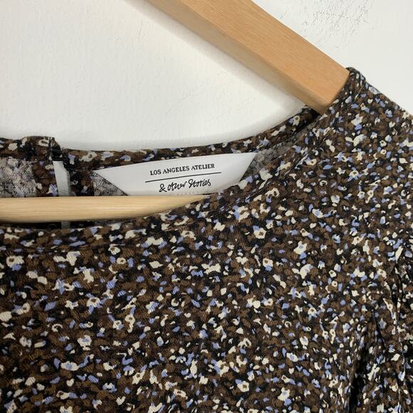 & Other Stories Boho Babydoll Brown Floral Dress 6 - Picture 4 of 6